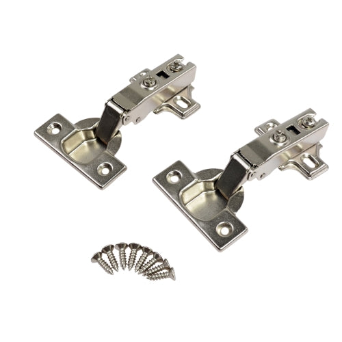 South Main Hardware 110-Degree Full Overlay 35mm Euro Cabinet Hinge, Nickel Plated Finish, 5-Pairs