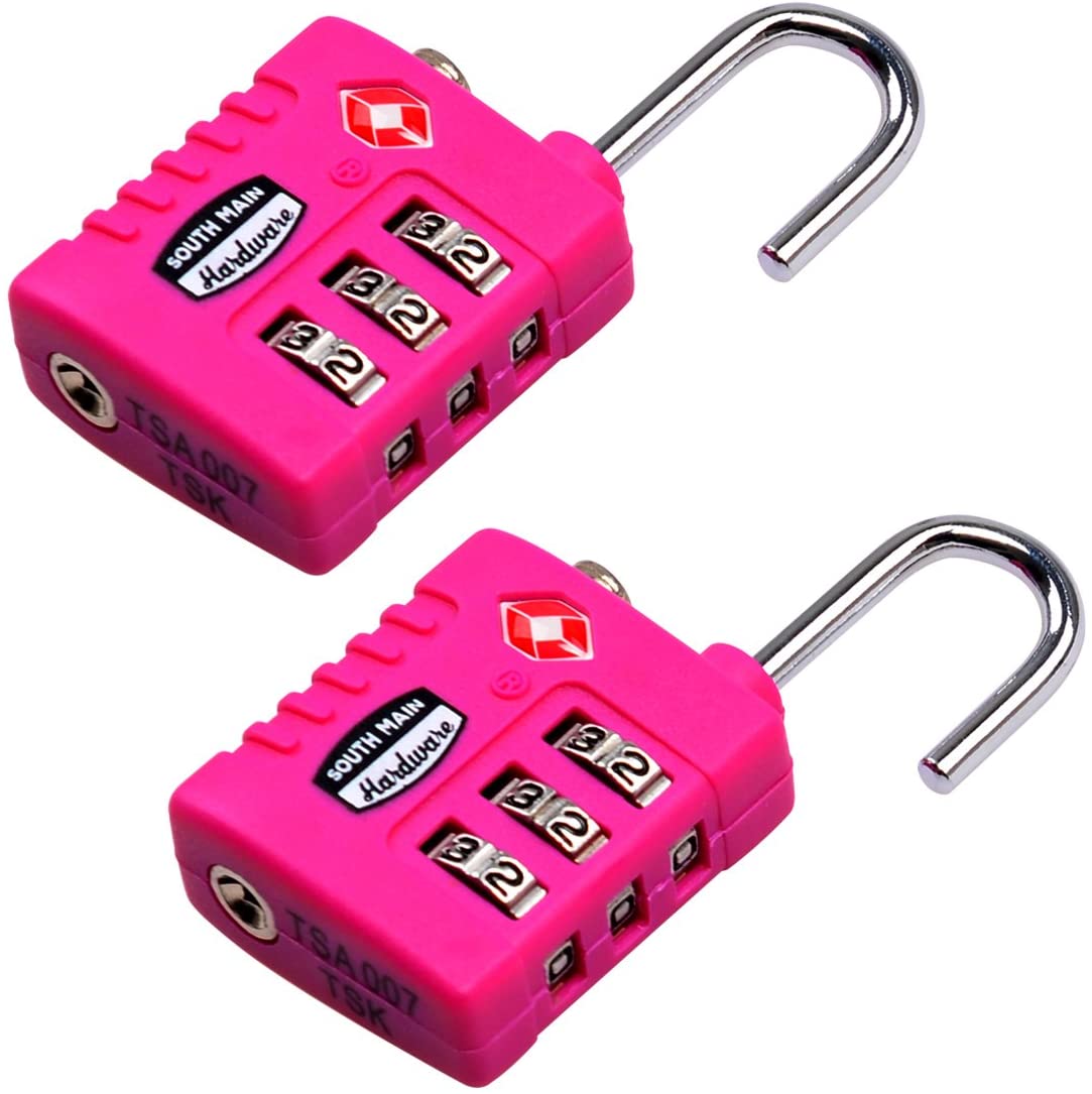 South Main Hardware TSA-Accepted Resettable Luggage Lock, 2-Pack