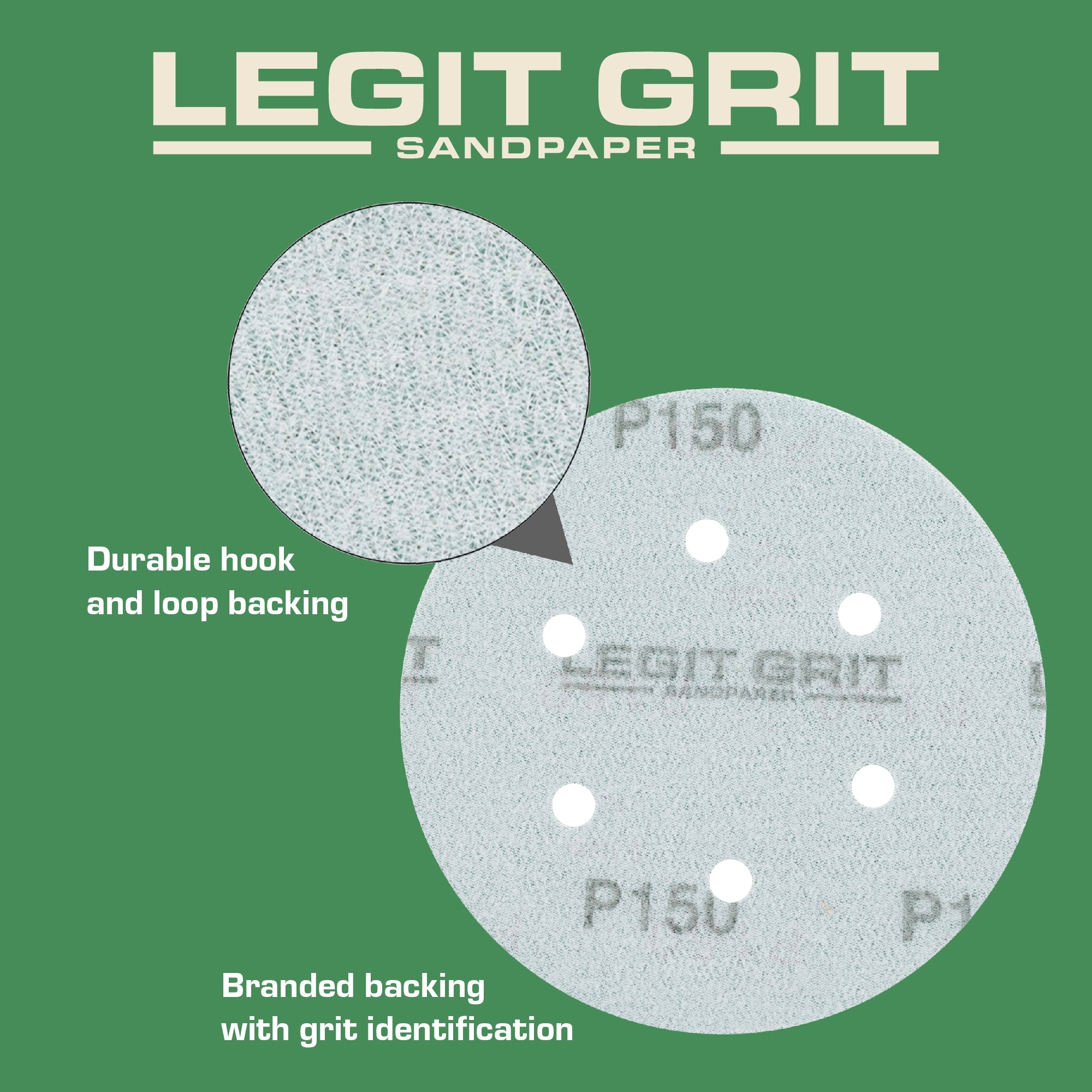 6-Inch 6-Hole Hook & Loop Sanding Discs, Single Grit, 50/100/150-Packs