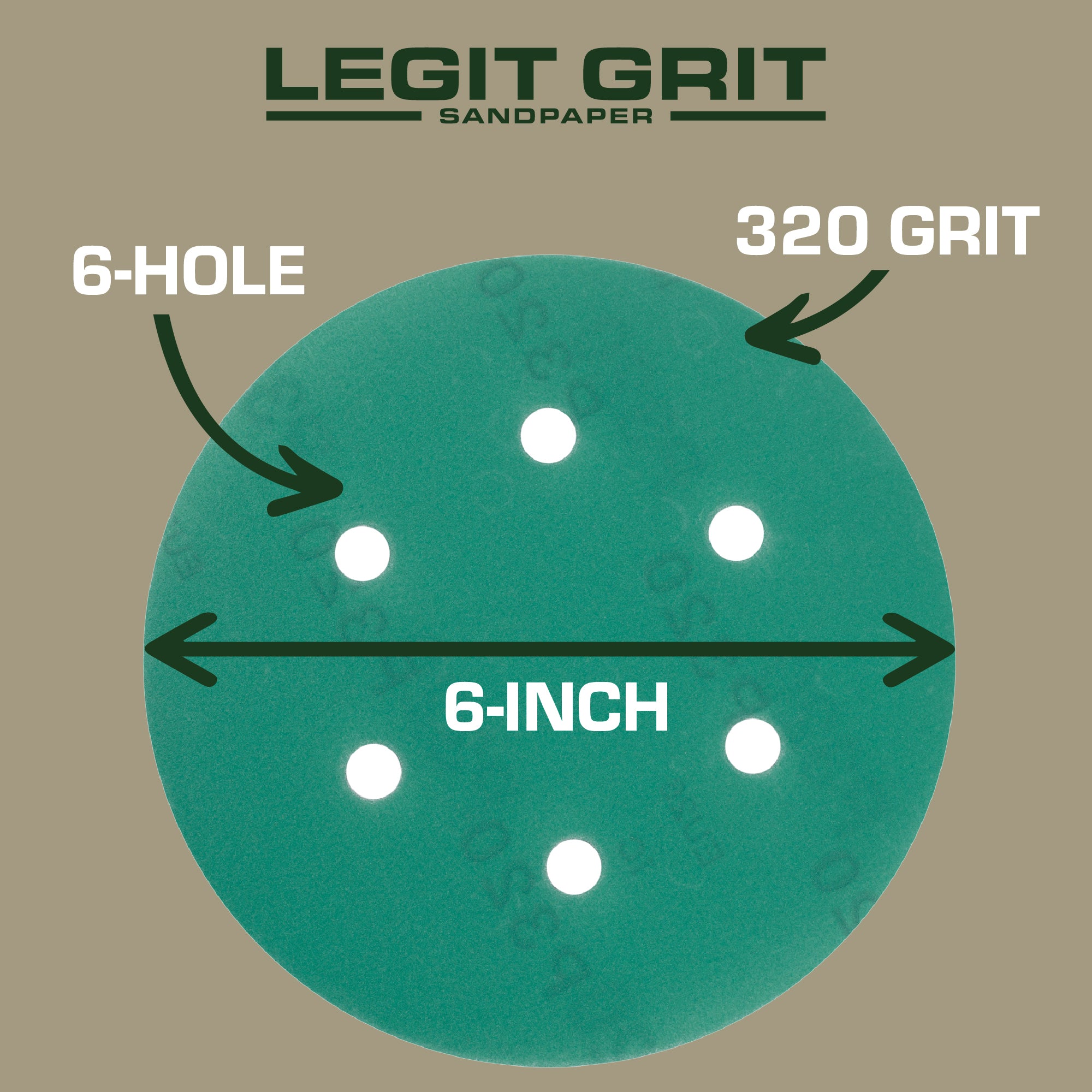 6-Inch 6-Hole Hook & Loop Sanding Discs, Single Grit, 50/100/150-Packs