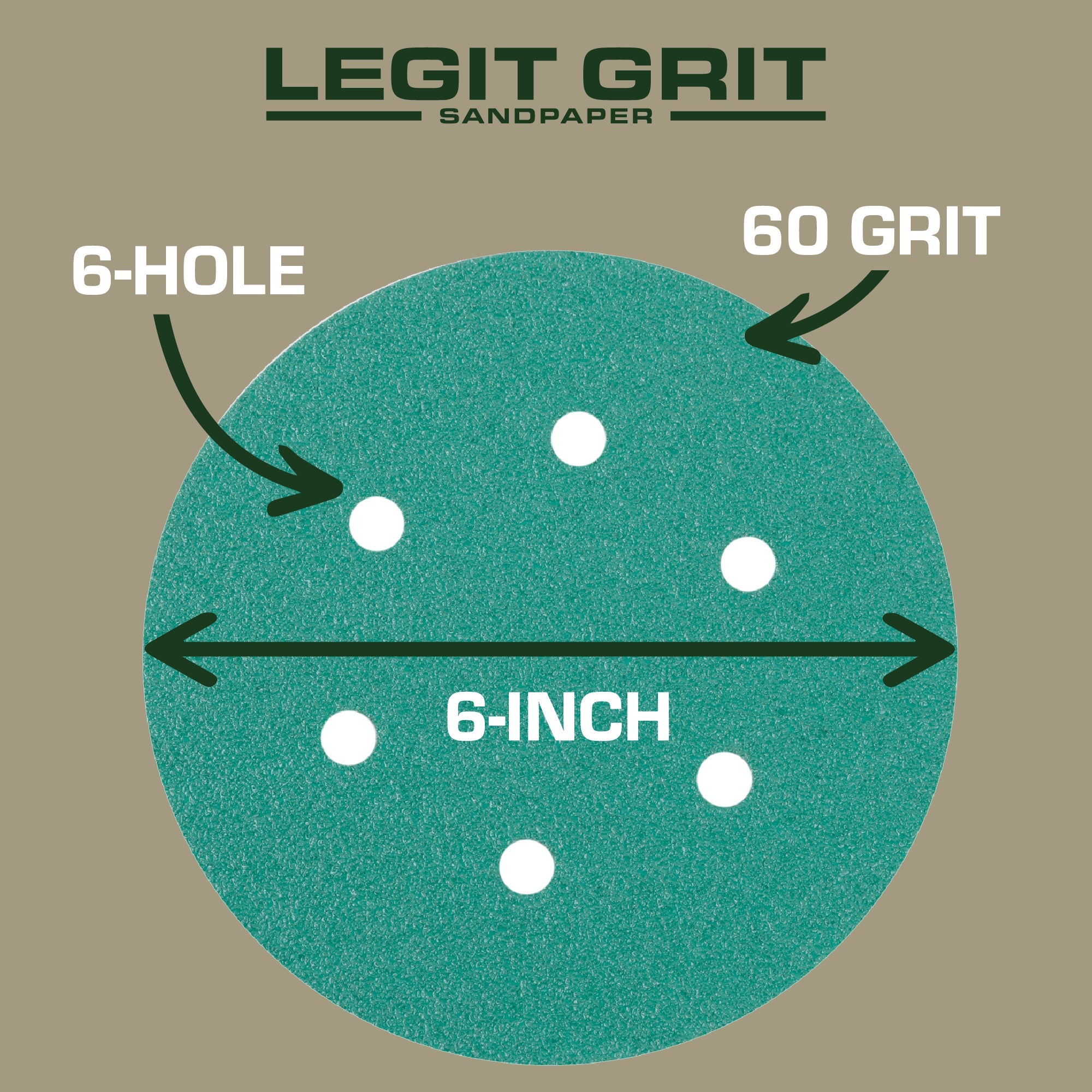 6-Inch 6-Hole Hook & Loop Sanding Discs, Single Grit, 50/100/150-Packs