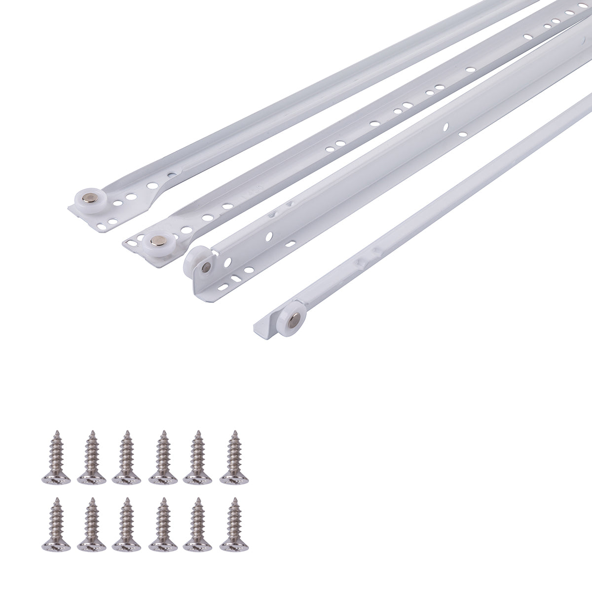 South Main Hardware White Coated Steel Euro Bottom Mount Drawer Slides, 1-Pair