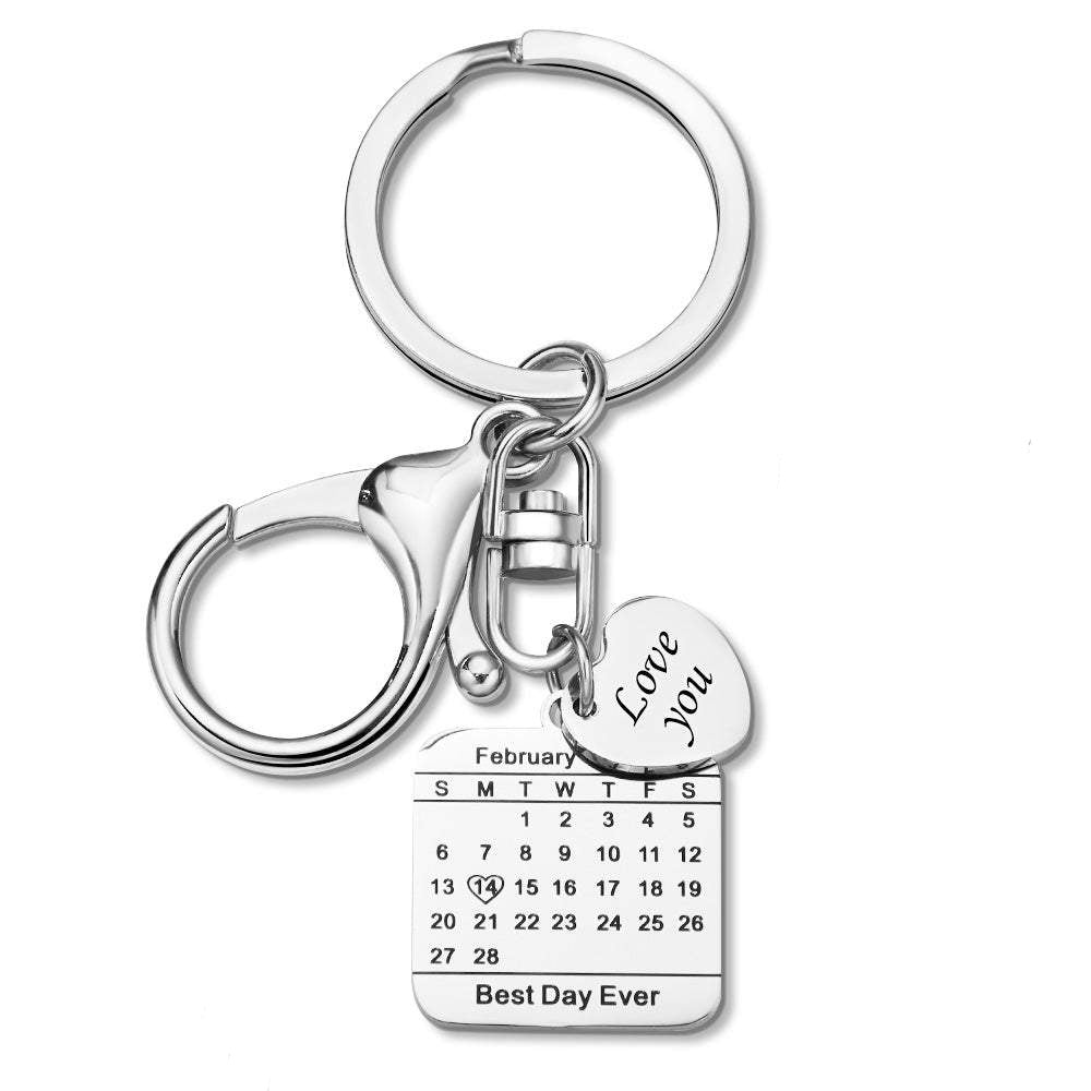 Custom Engraved Calendar Keychain Save The Date Keychain Wedding Date Pendant