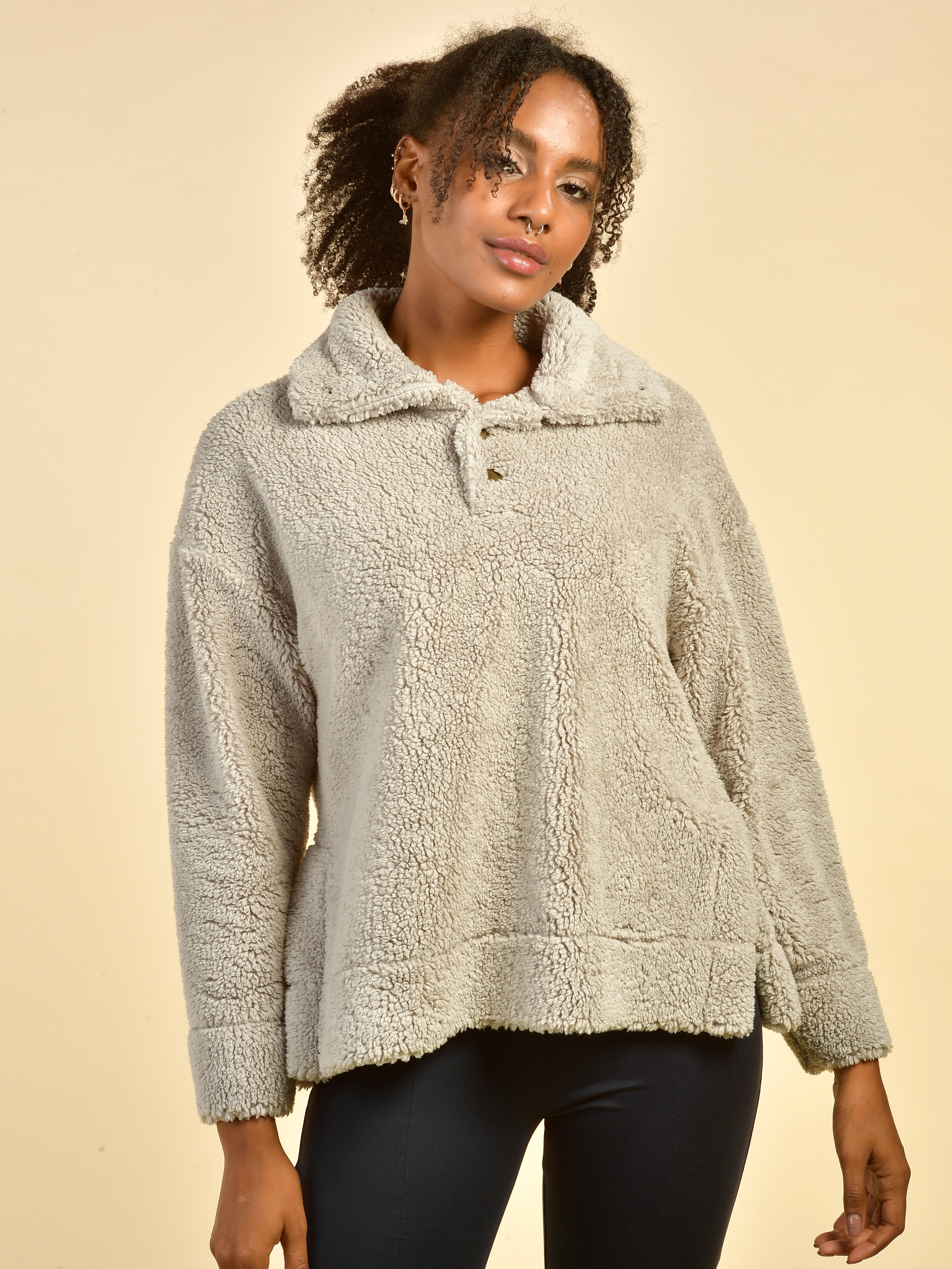 Livvy - Snap-Front Sherpa Pullover