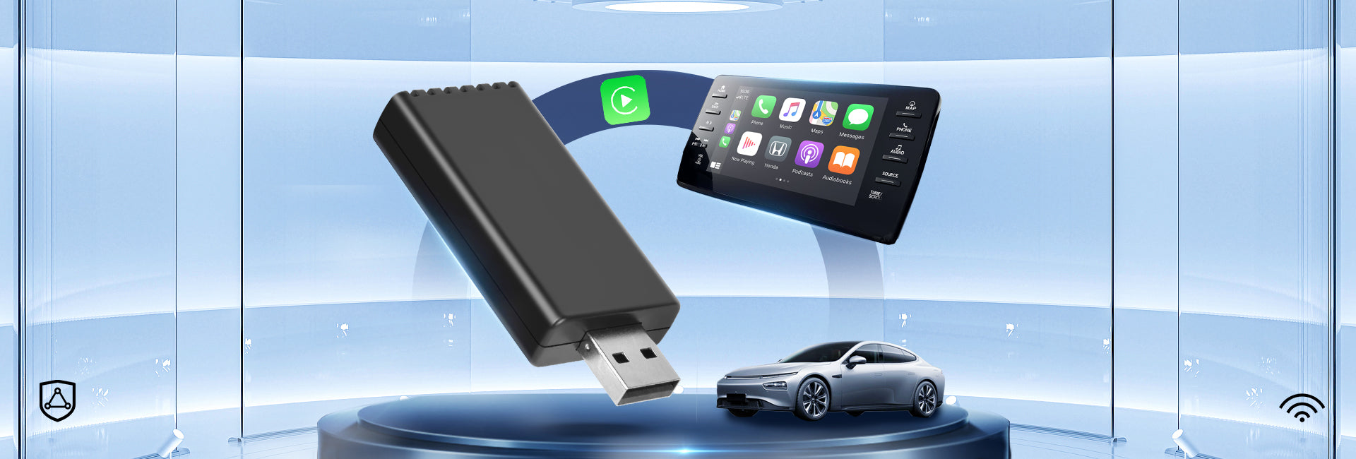 PODOFO Original Car Wired to Wireless Carplay USB Adapter Fastest, 5.8GHz WiFi, Plug & Play No Delay Online Apple CarPlay Magic Box Carplay