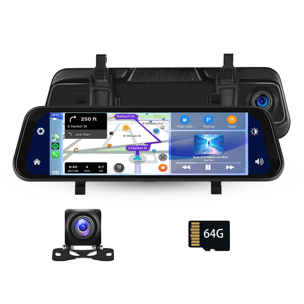 PODOFO A3050 Mirror Dash Cam & Carplay Touch Screen