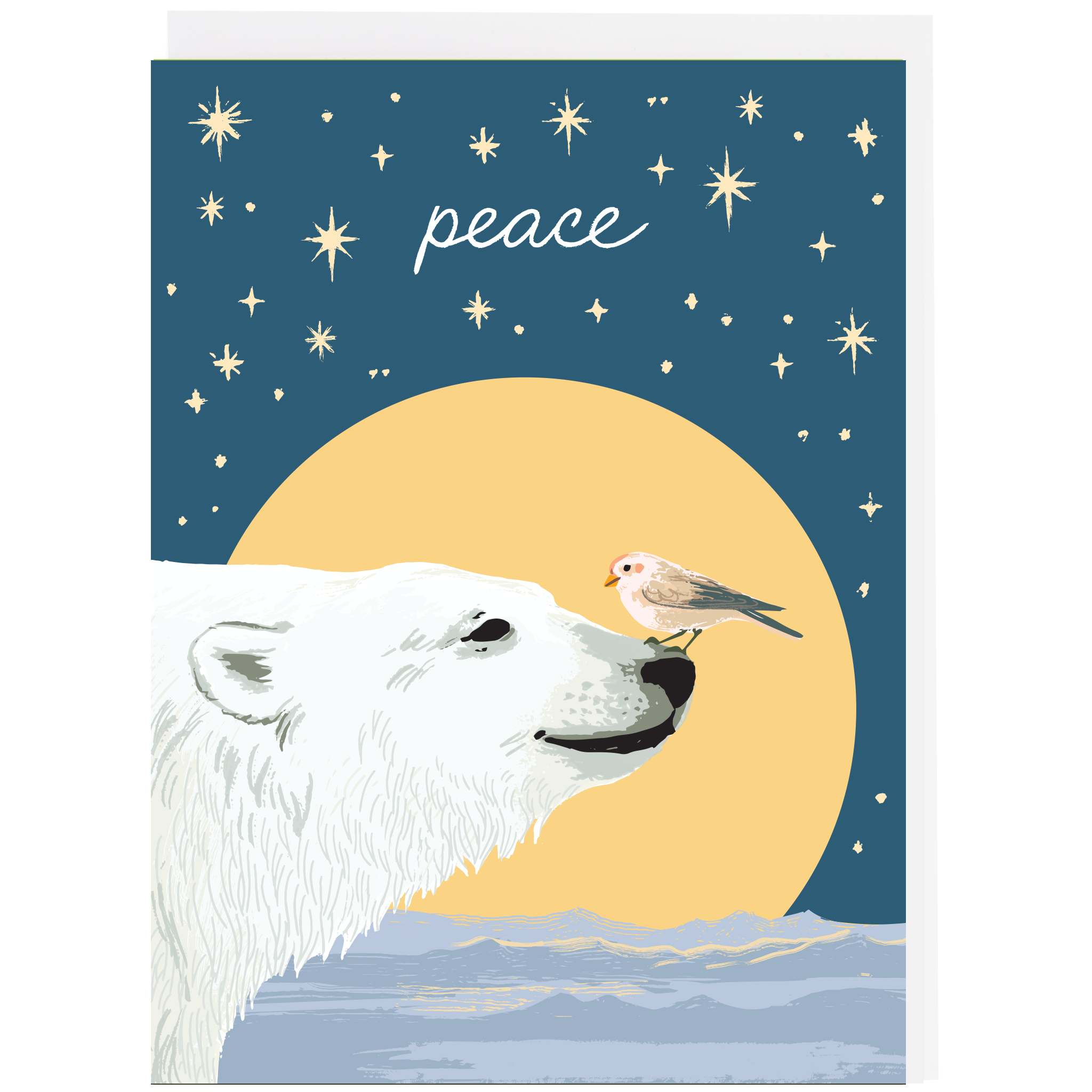 Polar Bear & Snow Bunting Card