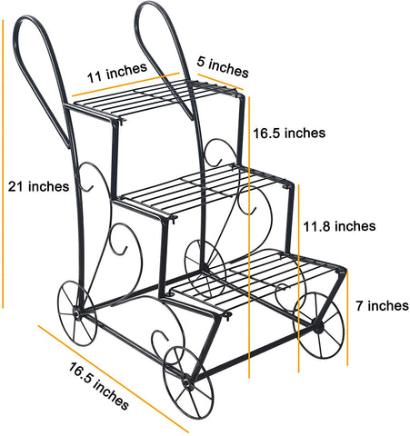 Garden Metal Cart Plant Stand Potted Holder Qingbei Rina - Decorative Metal Garden Carts Garden Metal Cart Plant Stand Potted Holder Qingbei Rina - Decorative Metal Garden Carts