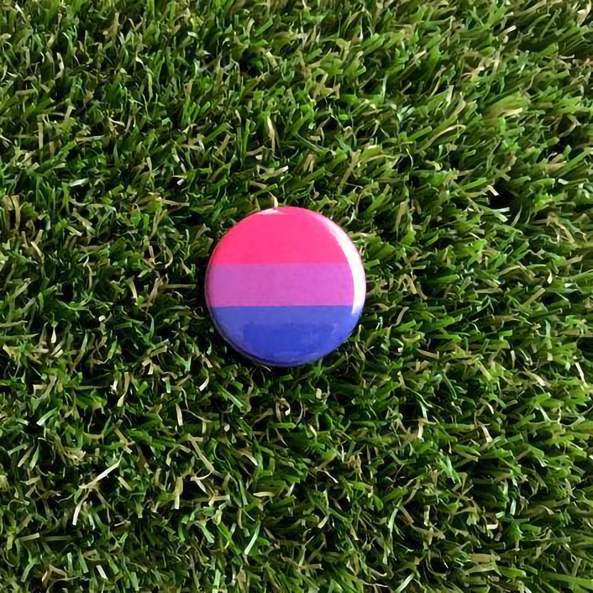 DDD BUTTON PIN - BISEXUAL PRIDE FLAG