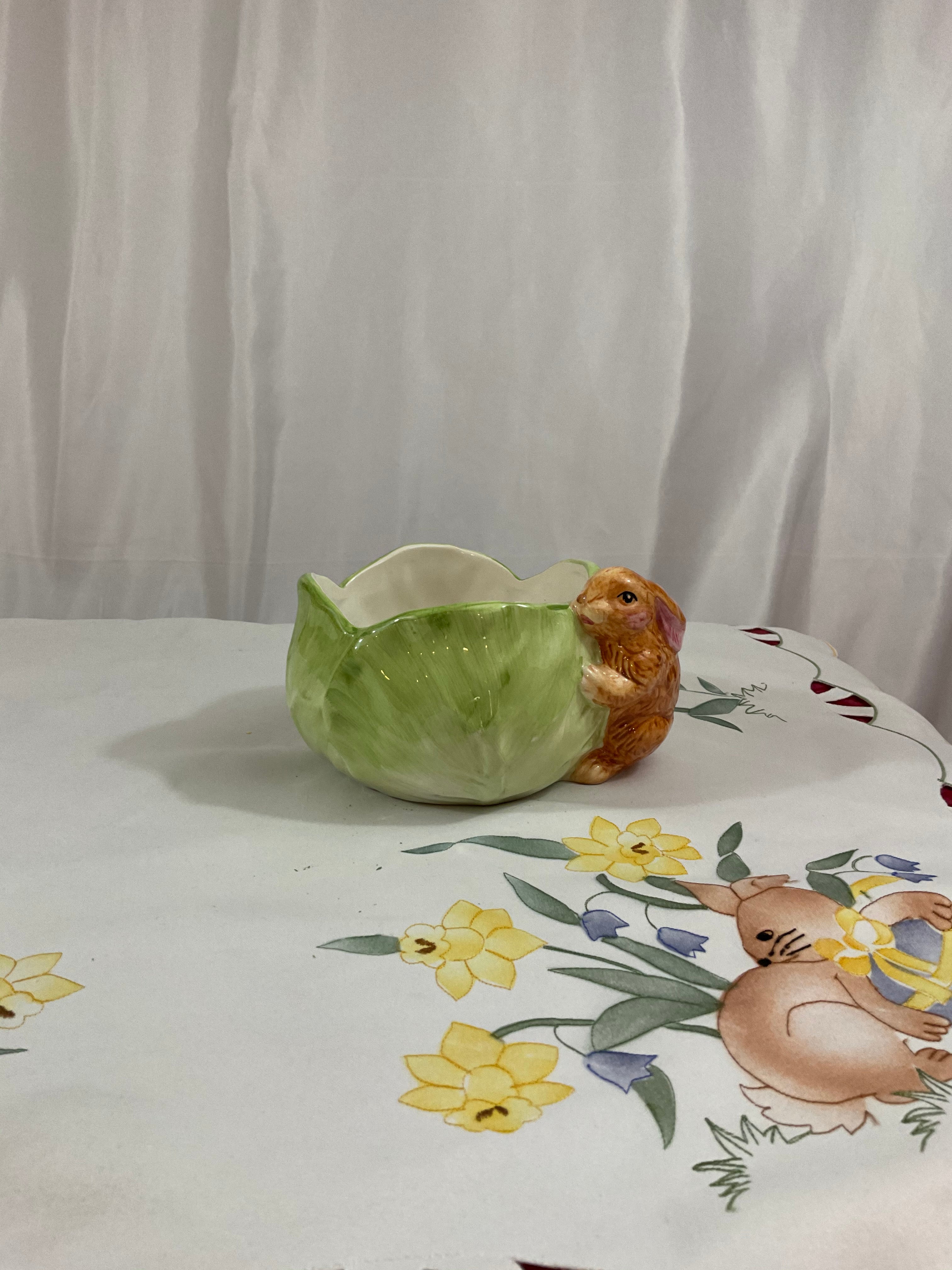 Easter - Cabbage Bowl With Rabbit-World Bazaars Inc.