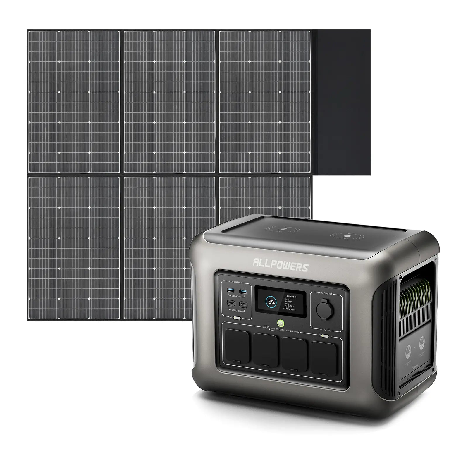 ALLPOWERS R1500 Portable Home Backup Power Station 1800W 1152Wh LiFeP04 Battery(R1500 + SP039 600W Solar Panel)