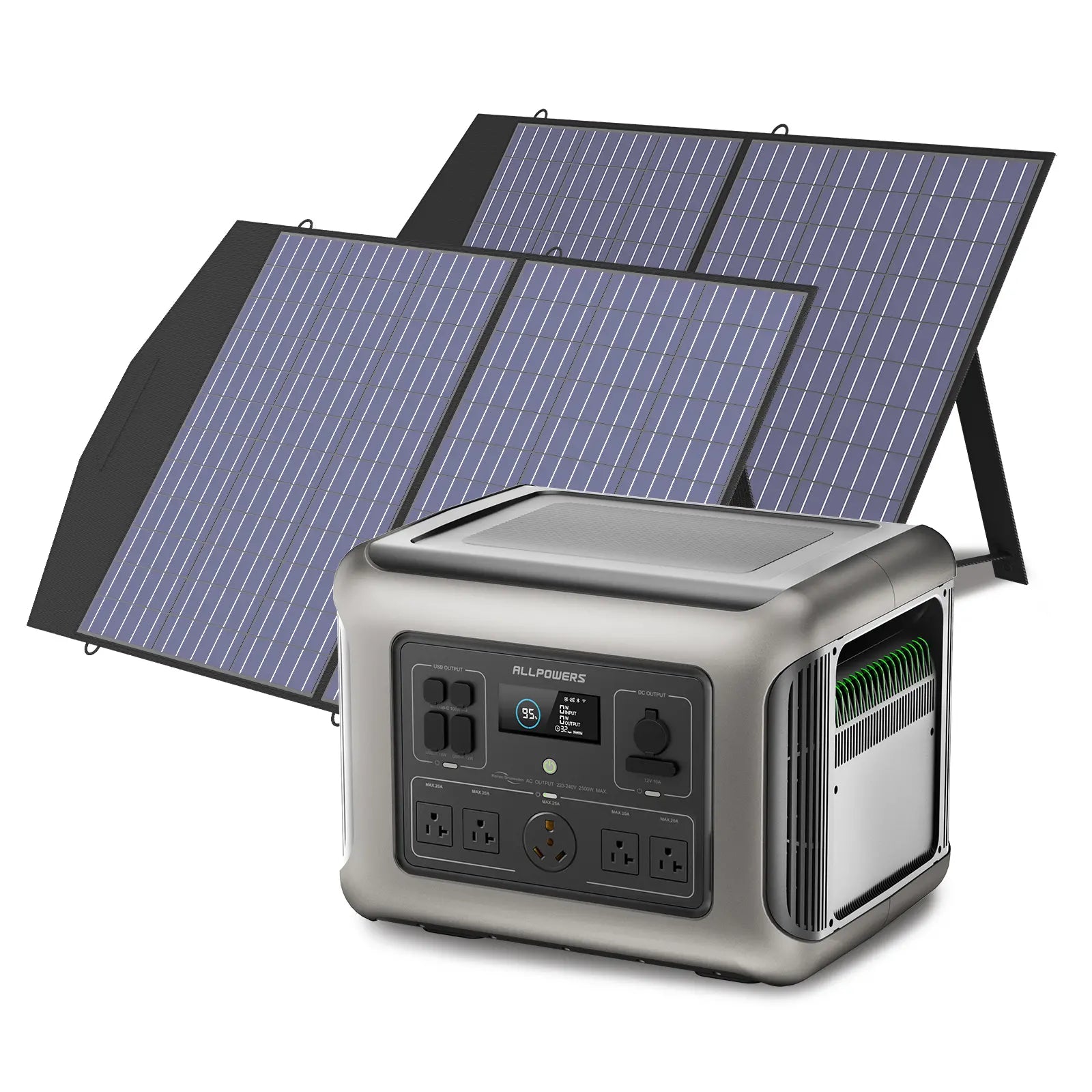 ALLPOWERS Solar Generator Kit 2500W (R2500 + 2 x SP027 100W Solar Panel)