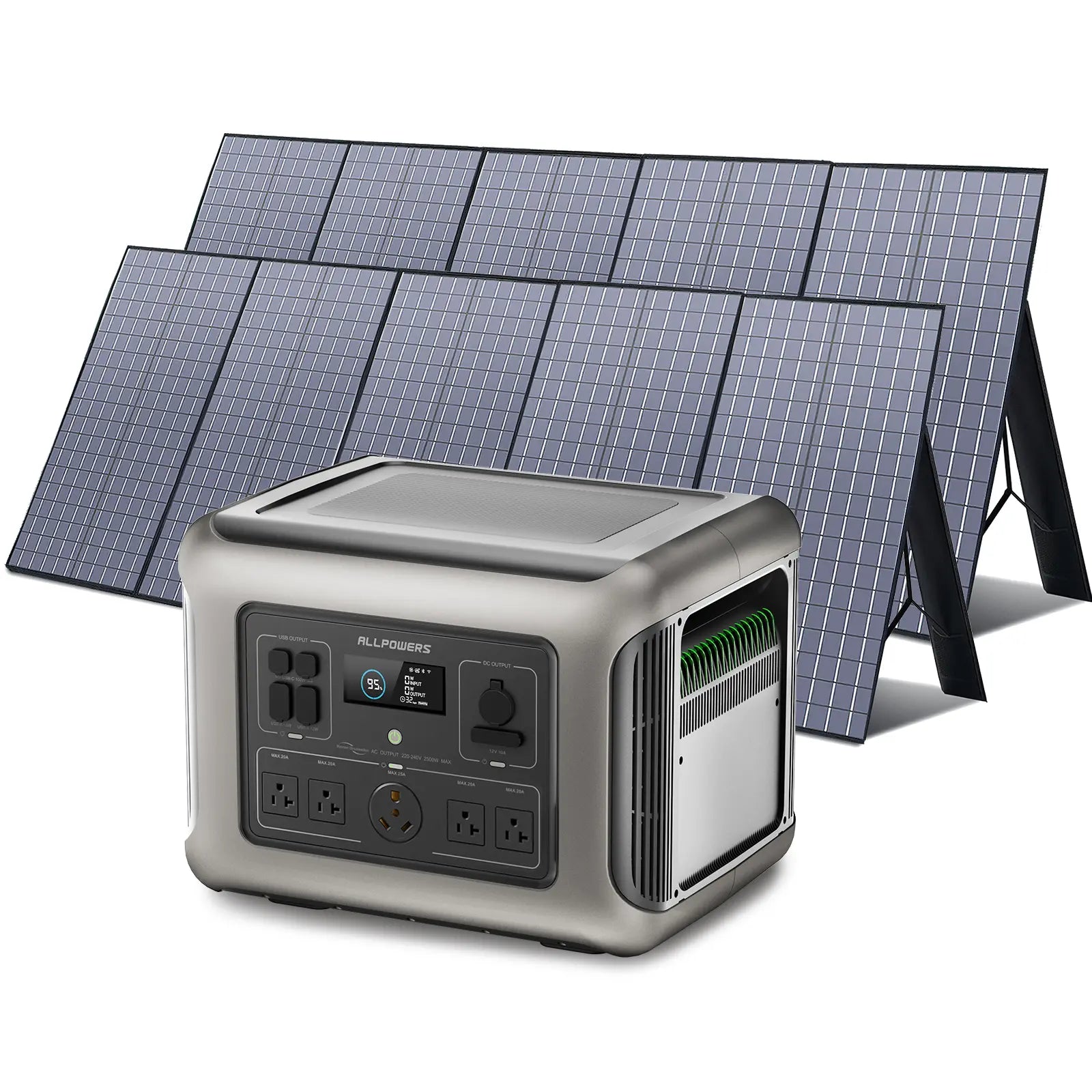 ALLPOWERS R2500 Portable Home Backup Power Station 2500W 2016W (R2500 + 2 x SP037 400W Solar Panel)