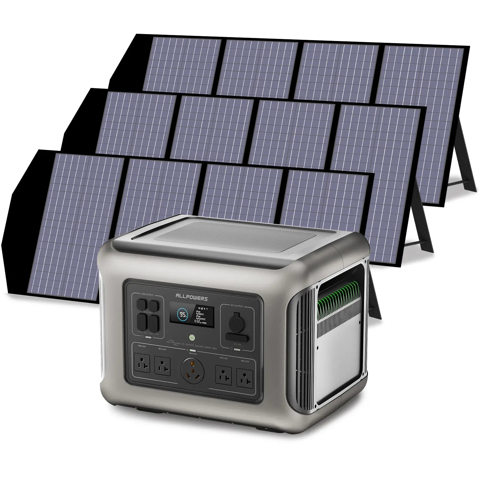 ALLPOWERS Solar Generator Kit 2500W (R2500 + 3 x SP029 140W Solar Panel)