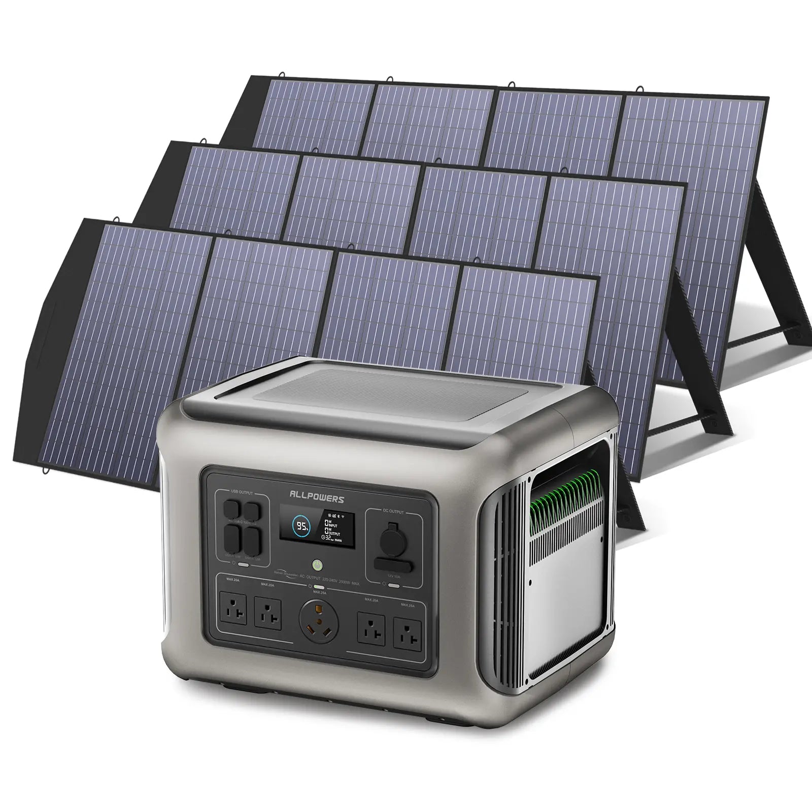 ALLPOWERS Solar Generator Kit 2500W (R2500 + 3 x SP033 200W Solar Panel)