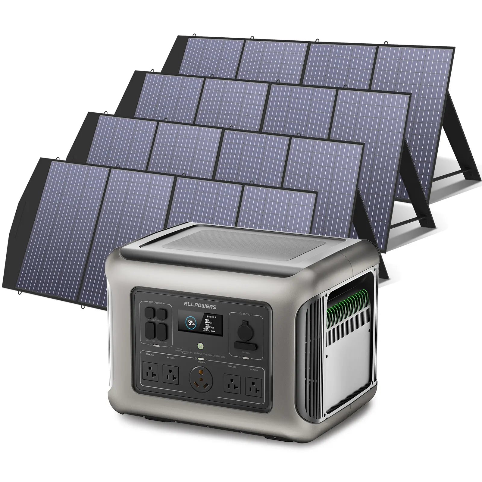 ALLPOWERS Solar Generator Kit 2500W (R2500 + 4 x SP033 200W Solar Panel)