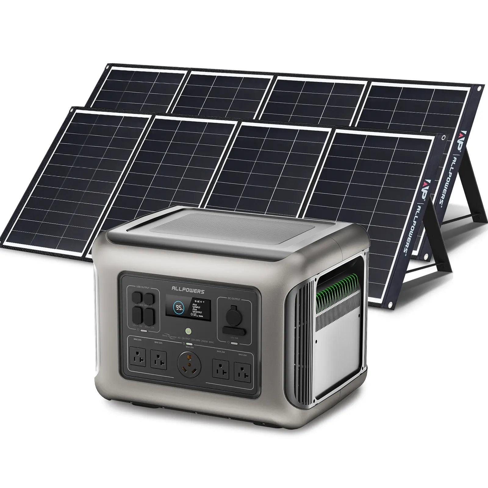 ALLPOWERS Solar Generator Kit 2500W (R2500 + 2 x SP035 200W Solar Panel)