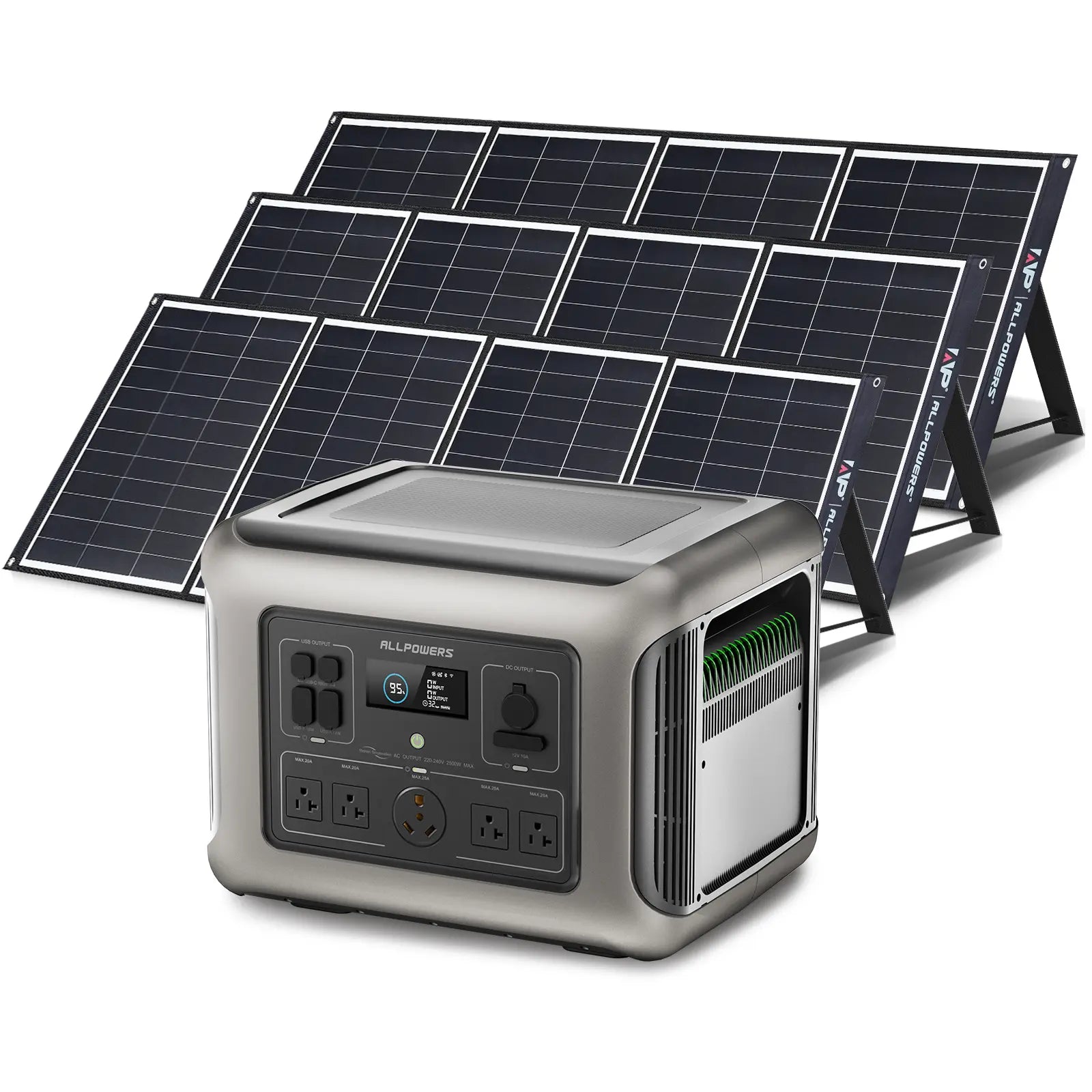 ALLPOWERS Solar Generator Kit 2500W (R2500 + 3 x SP035 200W Solar Panel)