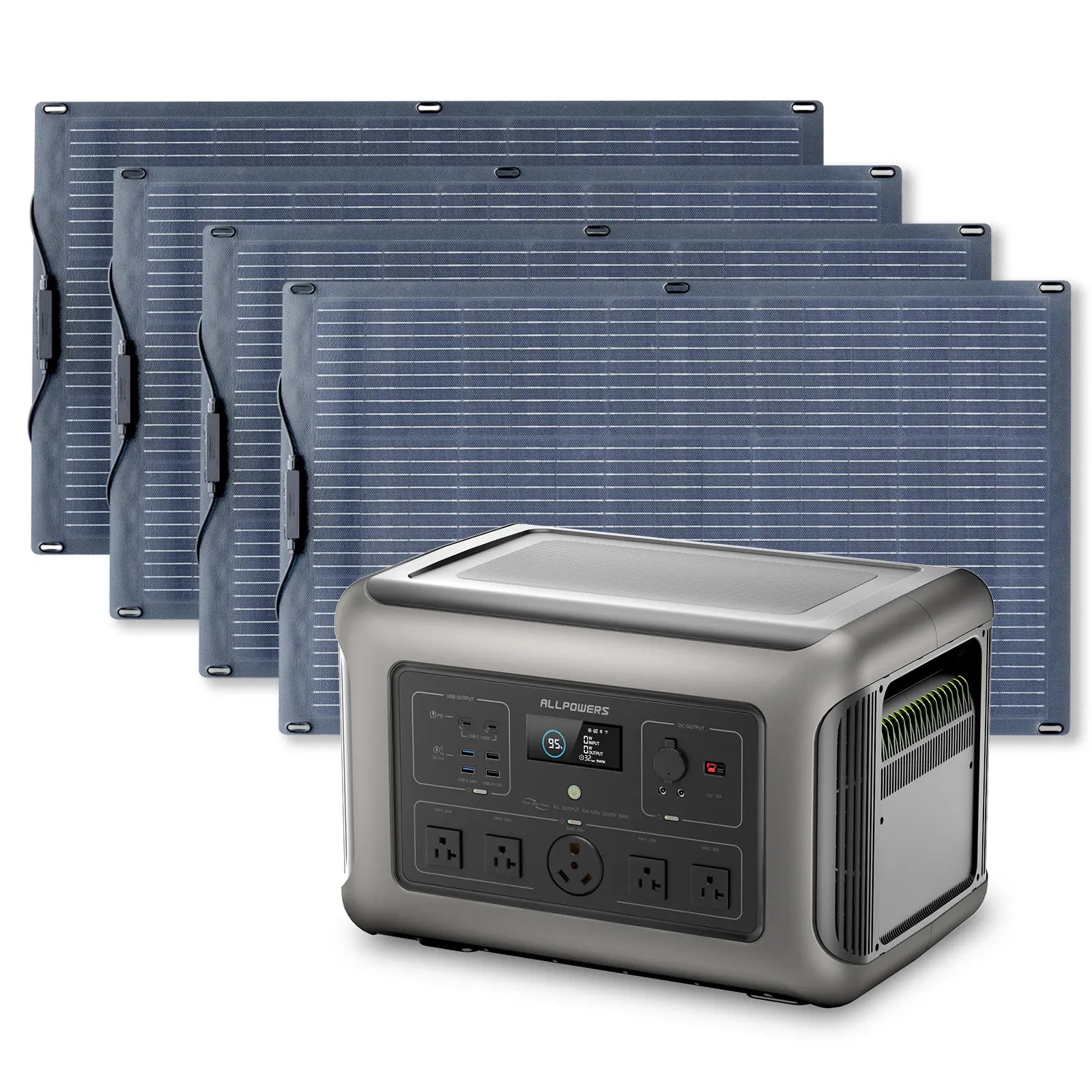 ALLPOWERS Solar Generator Kit 3200W (R3500 + 4 x SF100 100W Flexible Solar Panel)