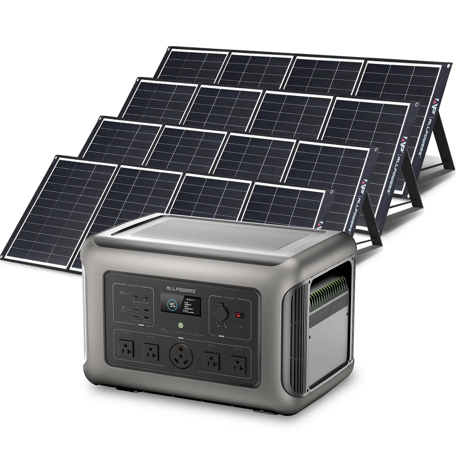 ALLPOWERS Solar Generator Kit 3200W (R3500 + 4 x SP035 200W Solar Panel)