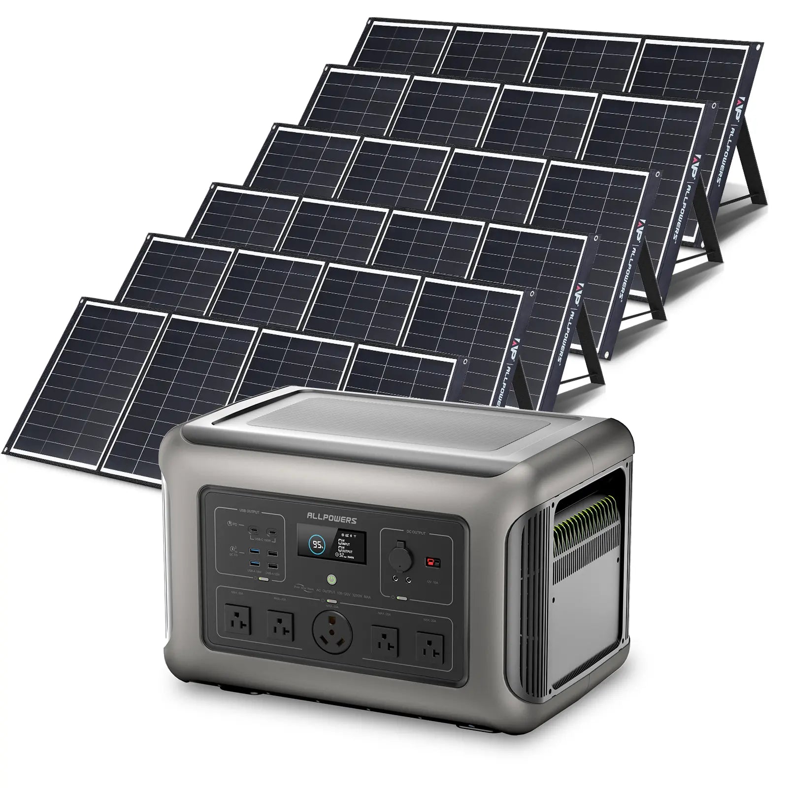 ALLPOWERS Solar Generator Kit 3200W (R3500 + 6 x SP035 200W Solar Panel)
