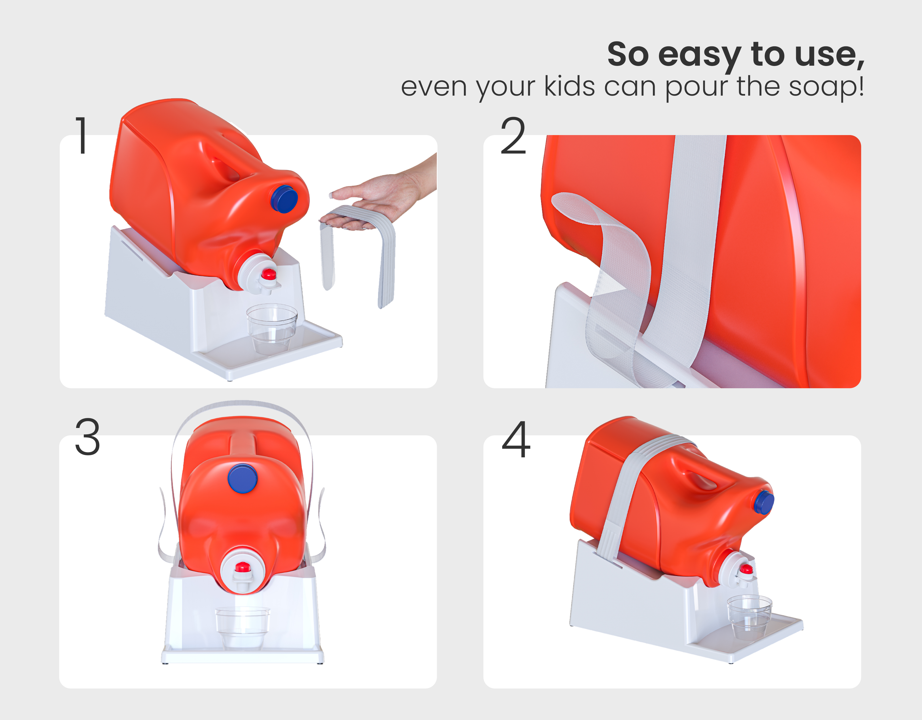 Laundreasy Soap Station - Laundry Detergent Cup Holder for Dispensing Soap, with Angled Downward Slope for Easy Pouring -  Anti-Slip Rubber Feet