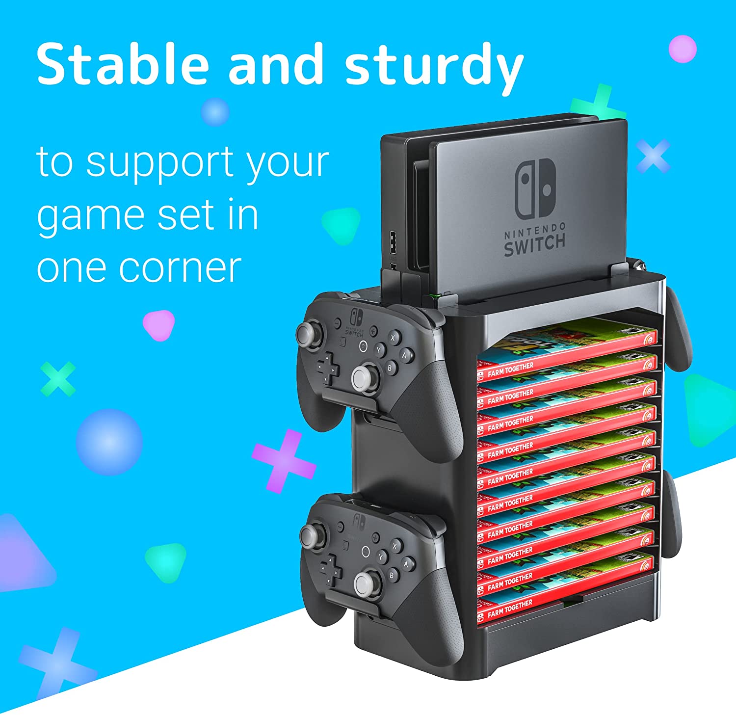 Skywin Game Storage Tower for Nintendo Switch - Nintendo Switch Game Holder Game Disk Rack and Controller Organizer Compatible with Nintendo Switch and Accessories