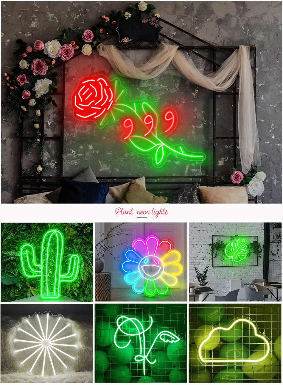 Rose flower neon sign