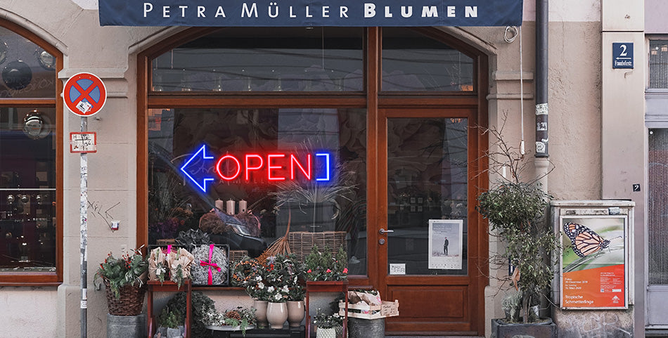 Open Sign with Arrow