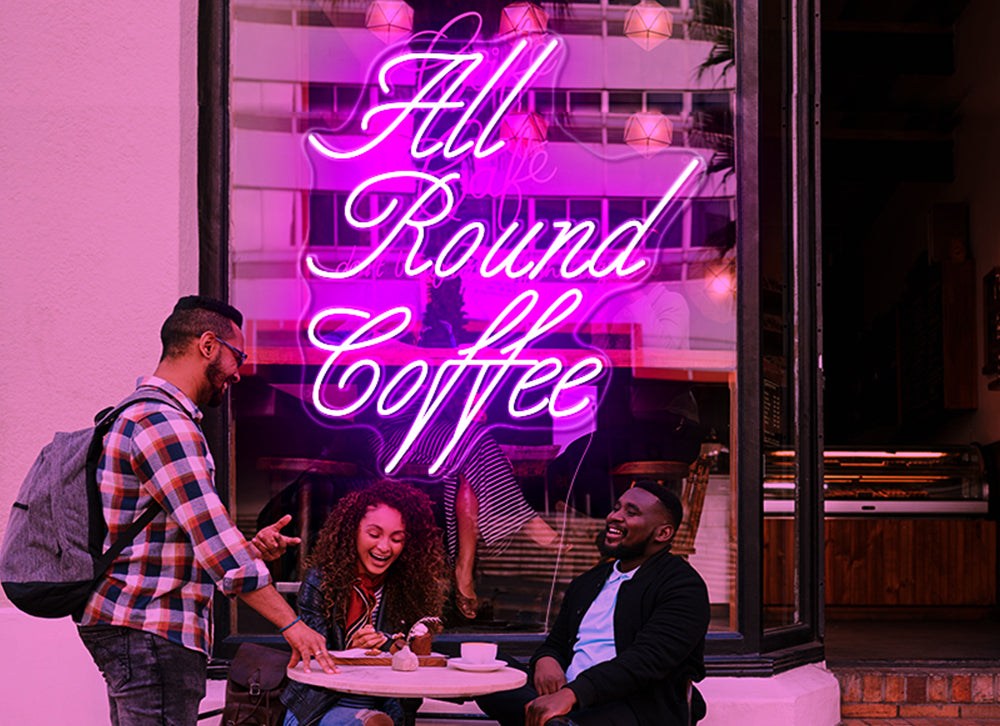 all round coffee neon