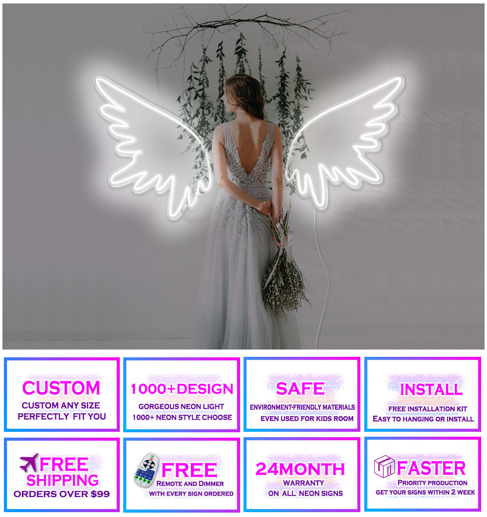 Angelic Wings neon sign personalized neon light