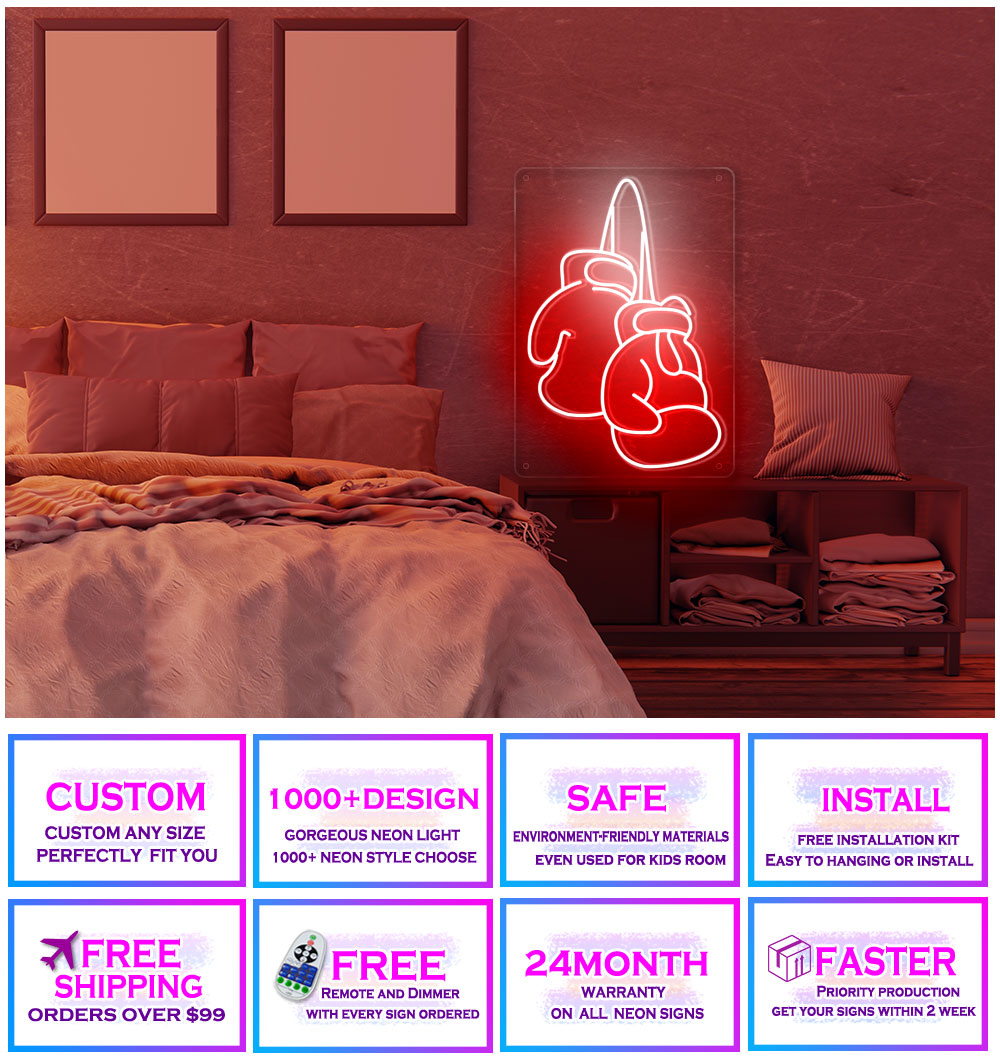 Boxing Gloves Neon Sign, Boxing Neon Sign