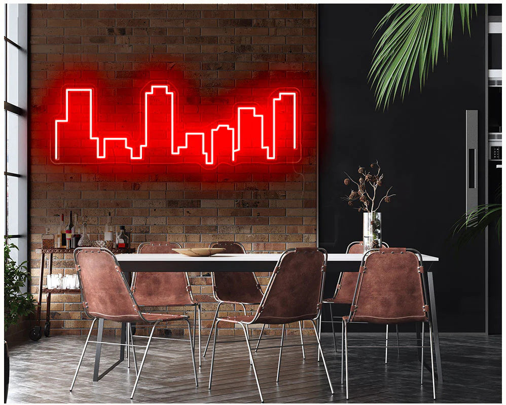 Denver, CO skyline neon