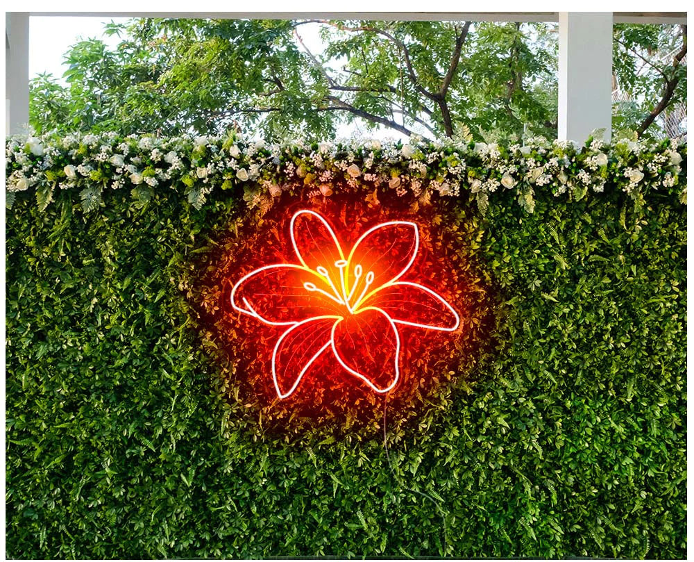 Greenish lily flower neon