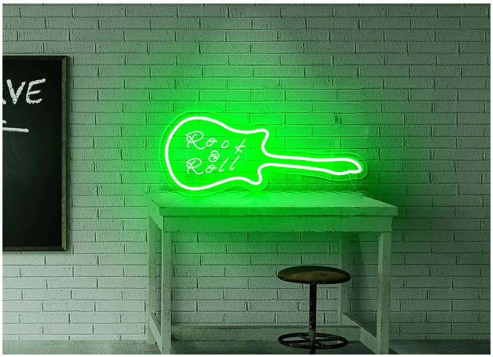 Guitar Green Neon lights