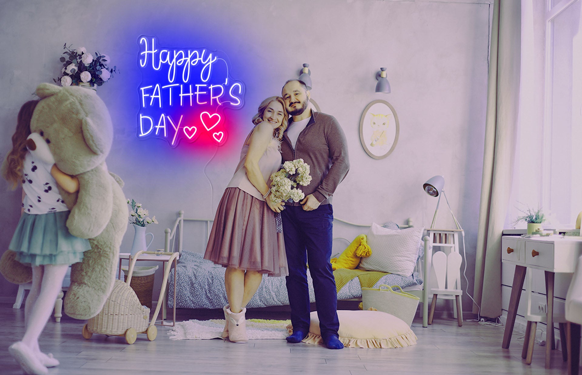 happy father's day neon light sign