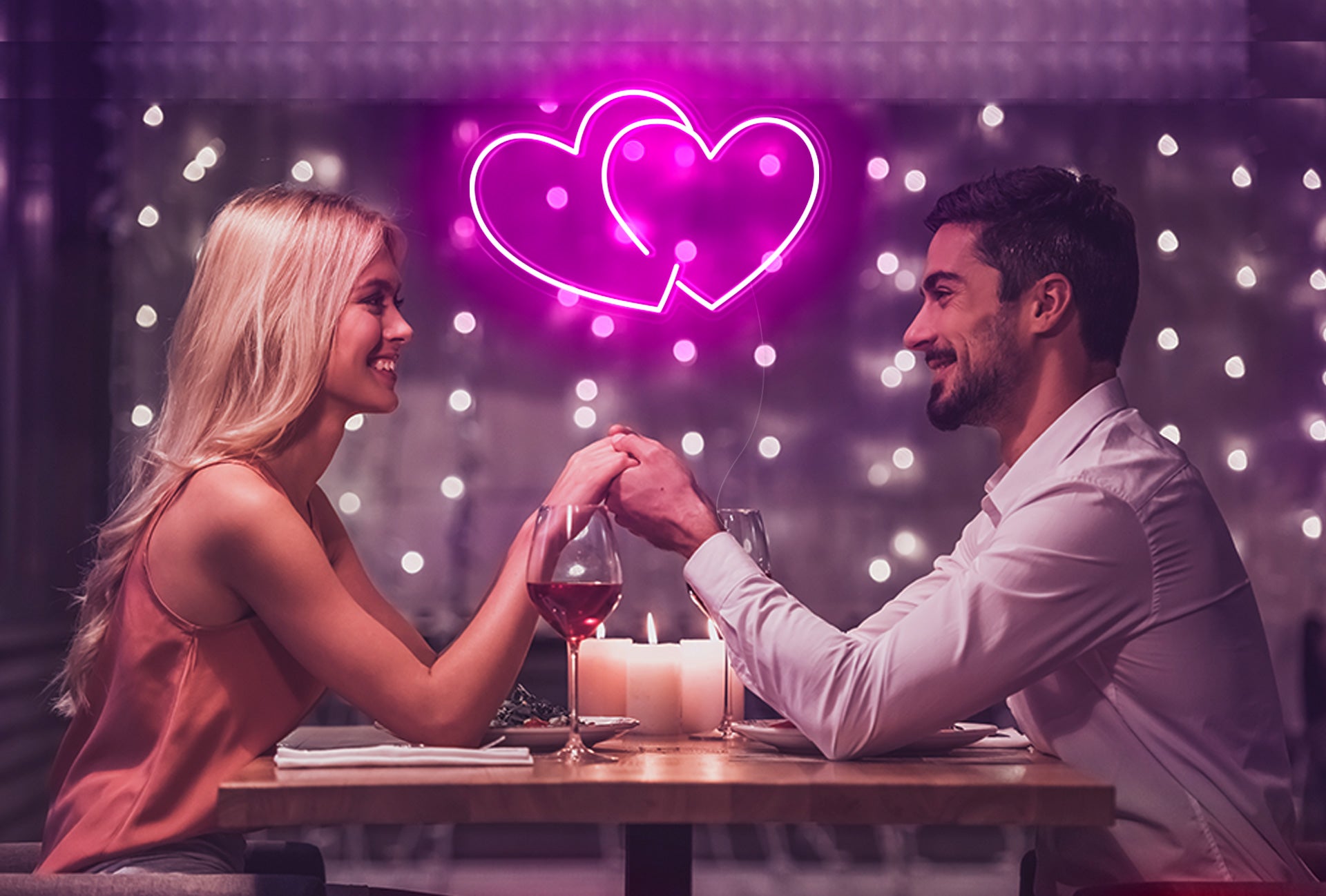 Small cute double heart neon sign