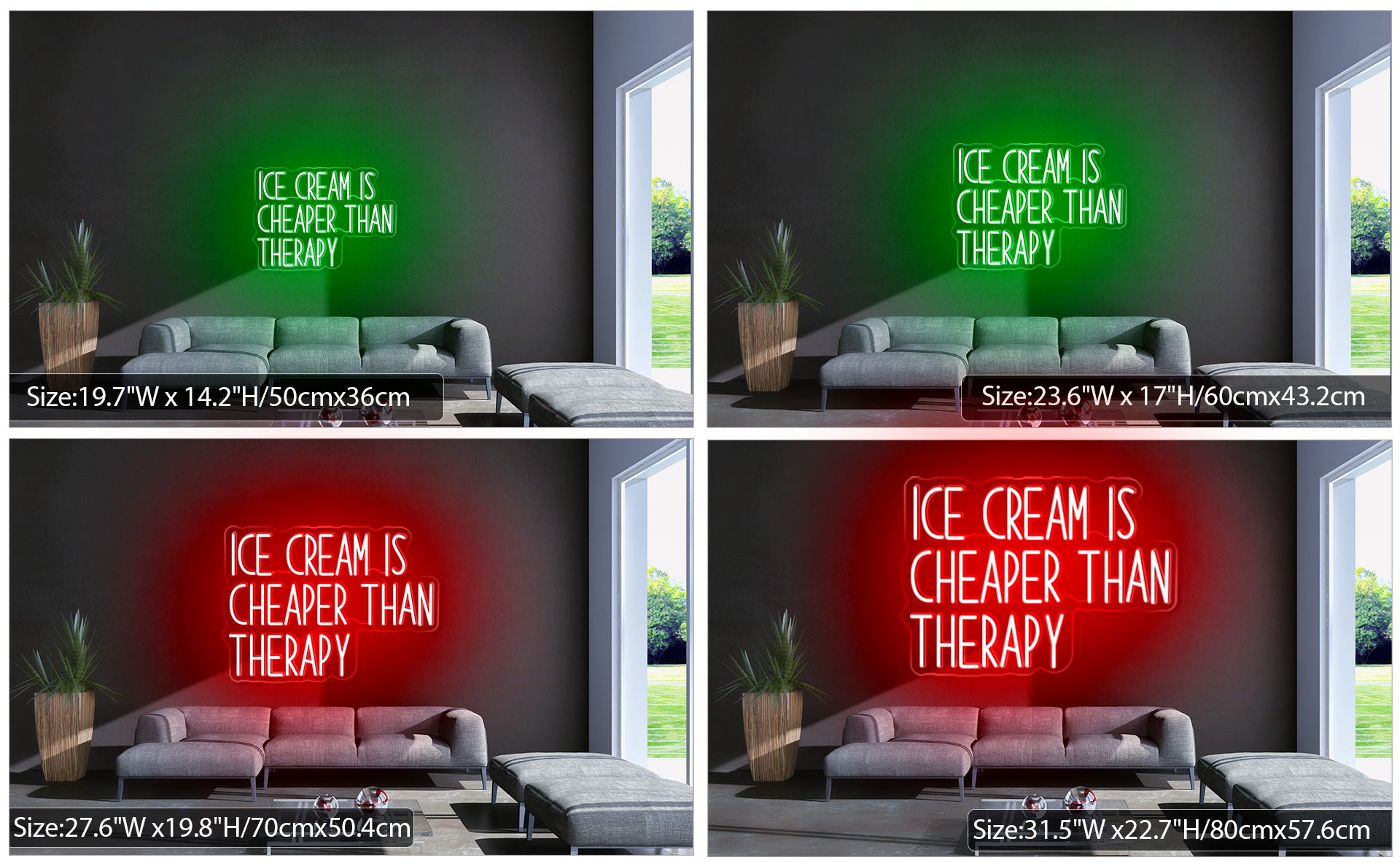 Ice cream is cheaper than therapy Neon light sign