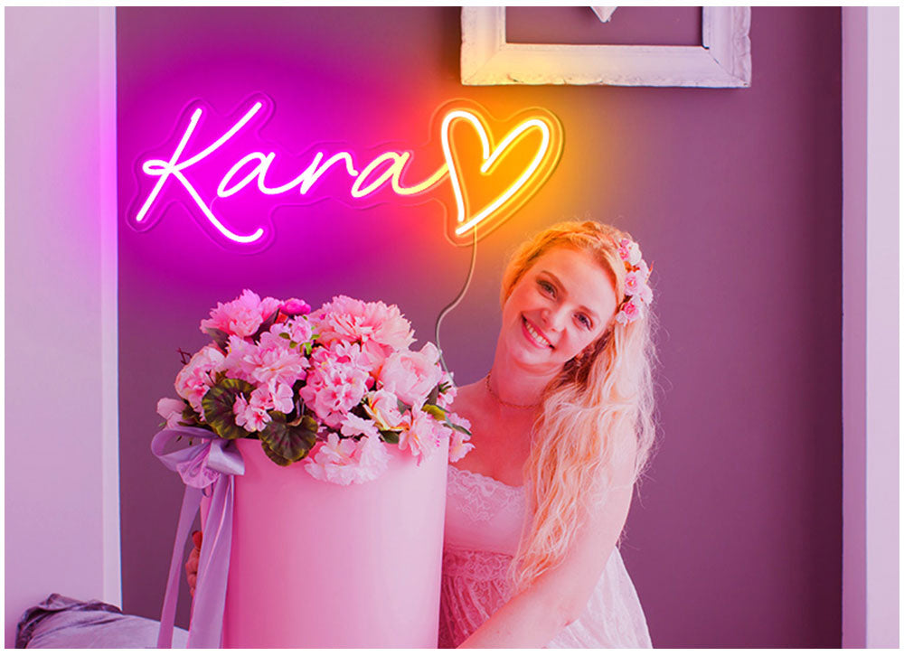 Customizable name with heart neon sign