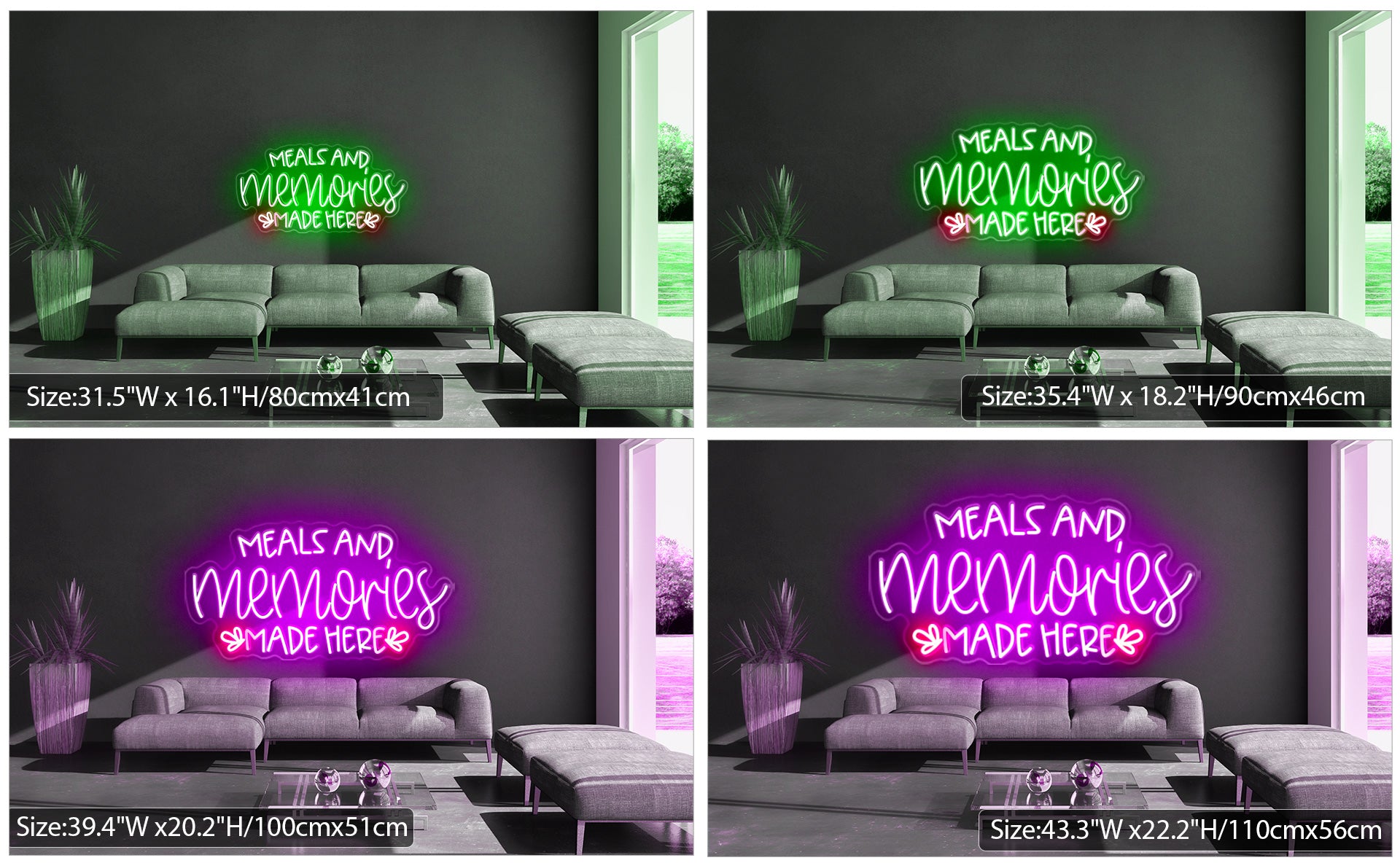 Meals and Memories Made Here LED Neon Sign