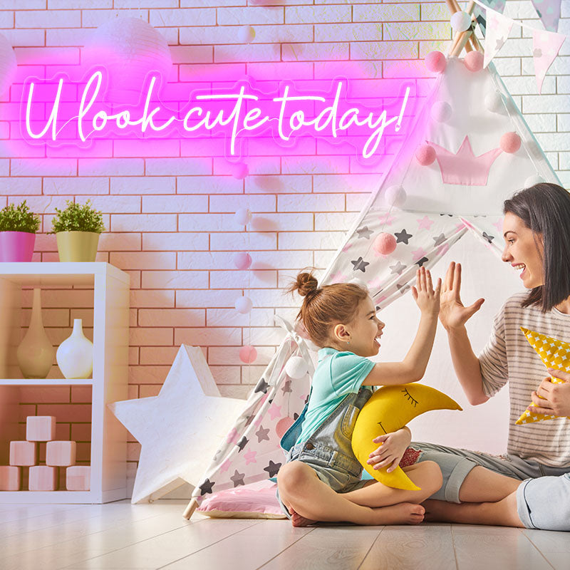 Look Adorable U Look Cute Today Neon lights | Neon Art For Bedroom