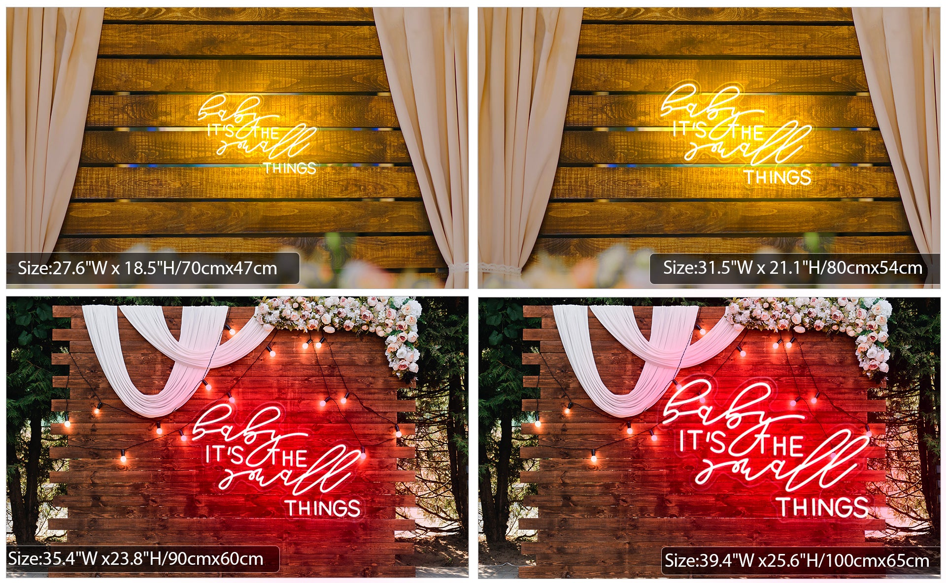 'Baby it's the small things' personalized neon light size