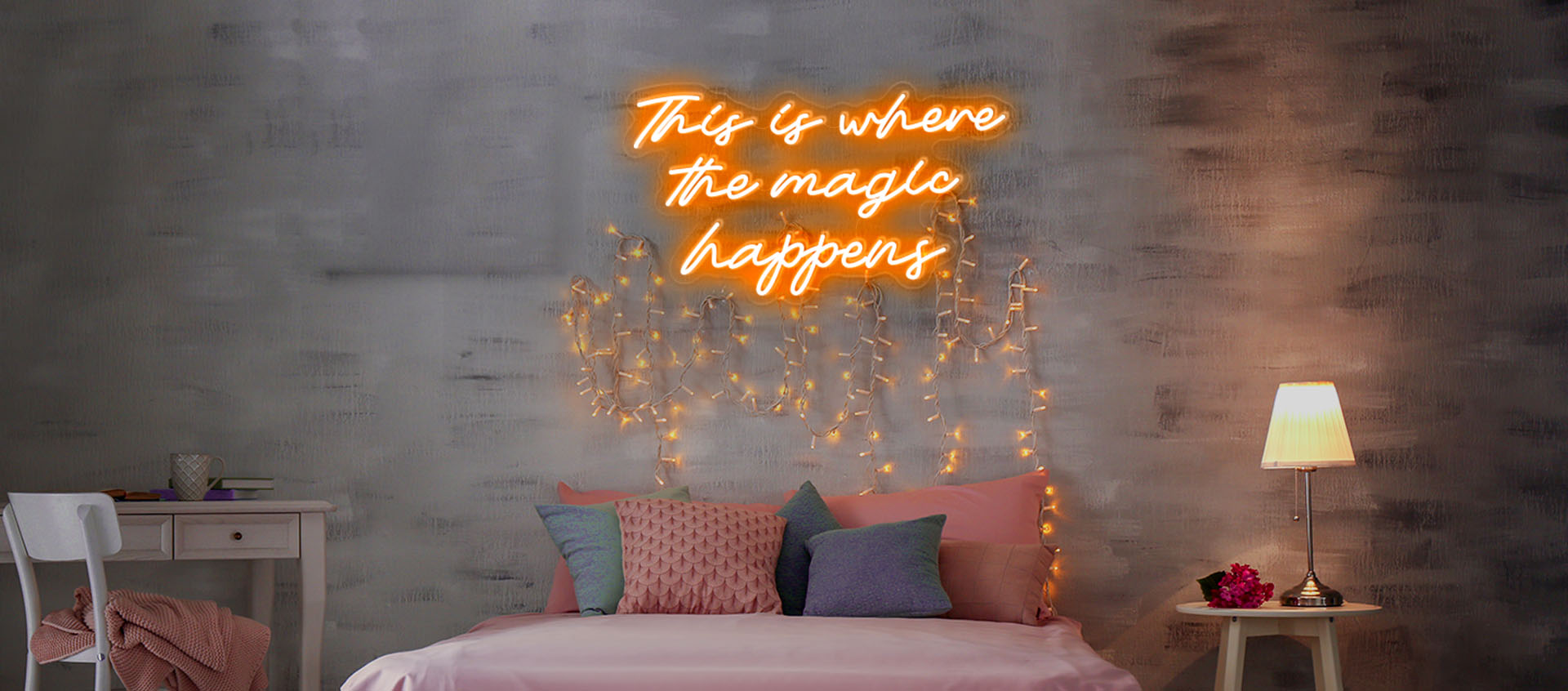 This is where The magic happens neon sign