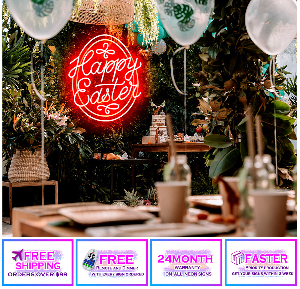 Happy Easter eggs neon sign