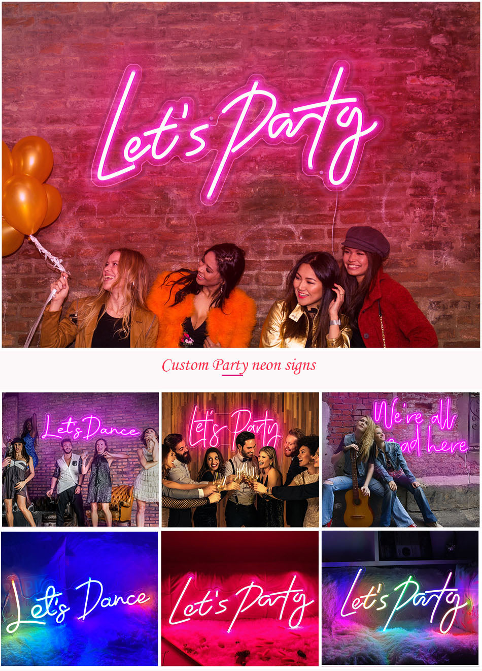 let's party neon sign