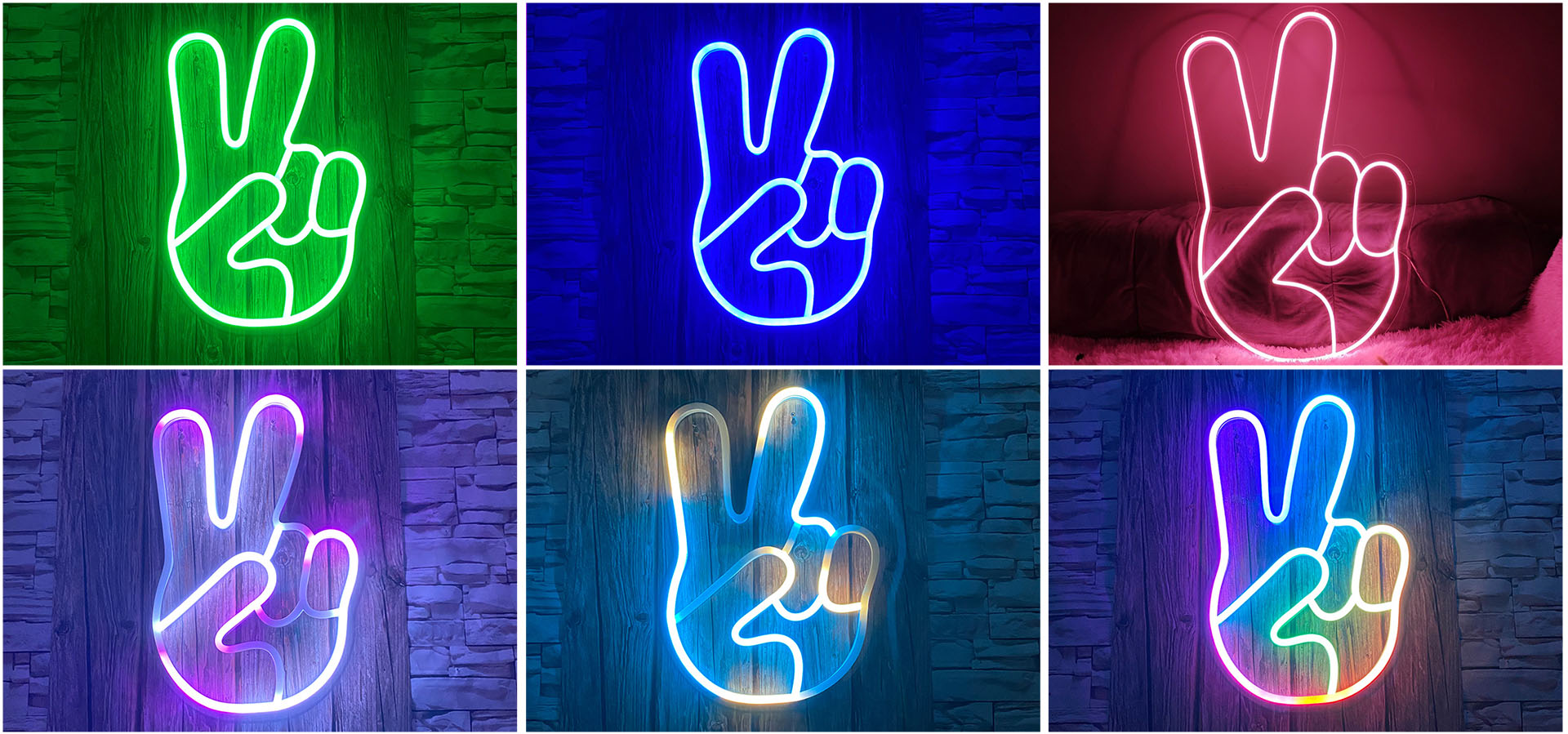 peace hand led neon sign