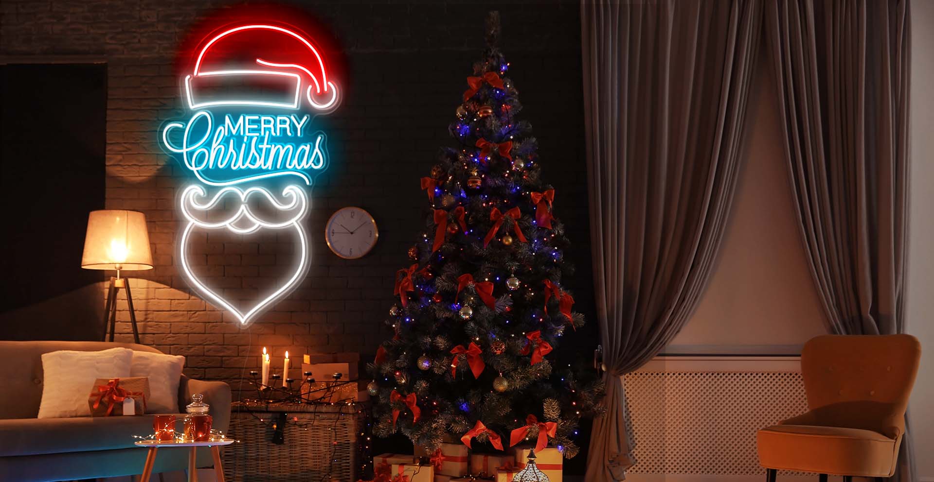 personalized Santa Claus neon art