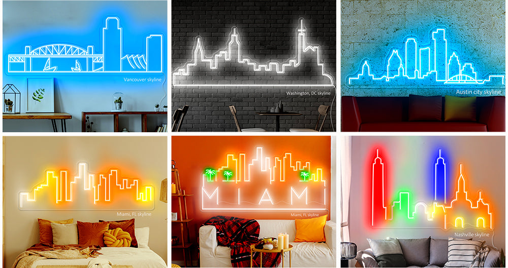 city skyline neon light