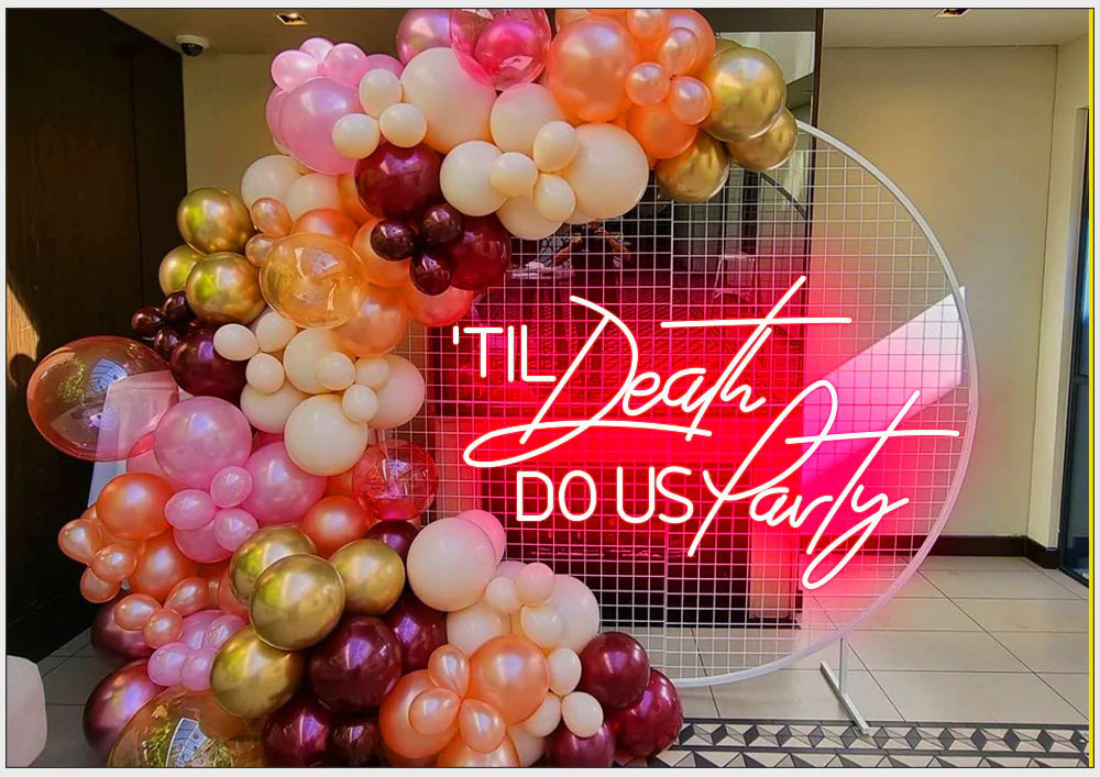'Til death do us party neon wedding signs