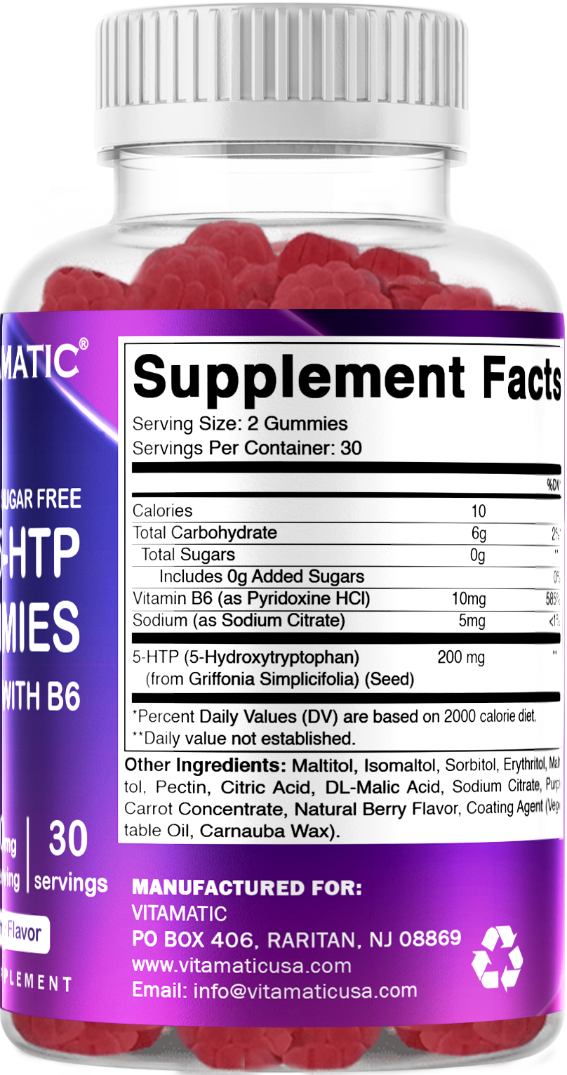 Sugar Free 5-HTP 200mg with B6 Gummies 60 Ct